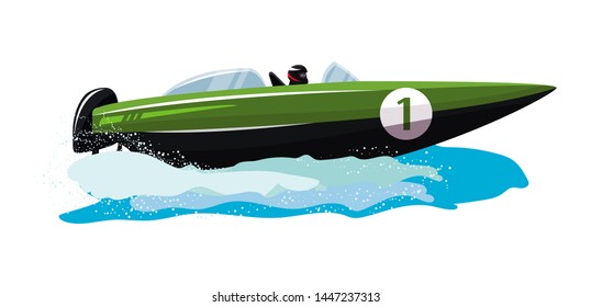 Boat vector speed motorboat yacht traveling in ocean illustration nautical set of summer vacation on motorized boat speedboat vessel transportation by sea waves isolated on white background