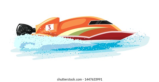 Boat vector speed motorboat yacht traveling in ocean illustration nautical set of summer vacation on motorized boat speedboat vessel transportation by sea waves isolated on white background