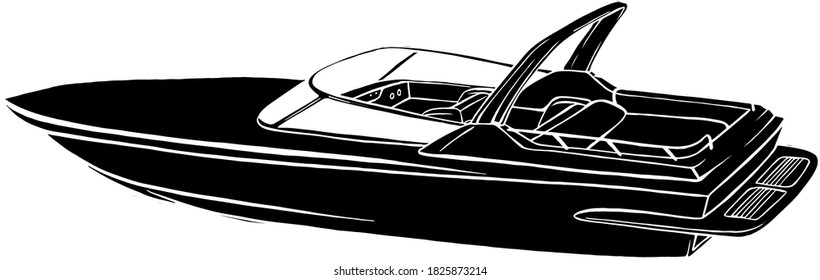 Boat Vector Speed Motorboat Yacht Traveling In Ocean Illustration