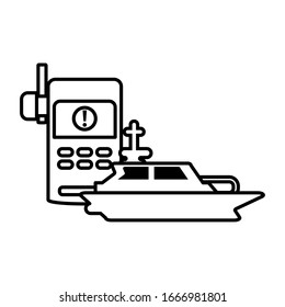 boat with walkie talkie on white background vector illustration design