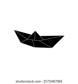 Boat (Water Craft) Shape Inspired by Origami Form, can use for Logo, Pictogram, Website, Apps, or Graphic Design Element. Vector Illustration