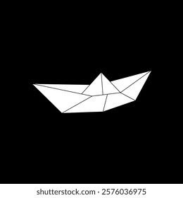 Boat (Water Craft) Shape Inspired by Origami Form, can use for Logo, Pictogram, Website, Apps, or Graphic Design Element. Vector Illustration