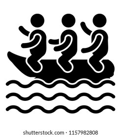 
A boat in a water having many persons rowing it, rafting 
