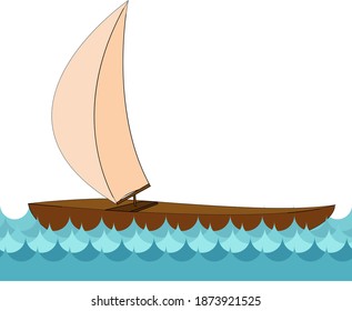 Boat in the water, illustration, vector on white background