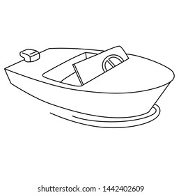 boat in water outline design vector can for childrens drawing book or coloring book 