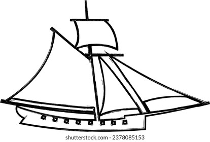 Boat water transport drawing for decoration and design.