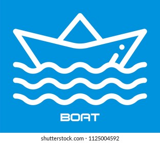 BOAT IN WATER VECTOR ICON 