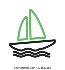 Boat, water, yacht, boating icon vector image. Can also be used for sports, fitness, recreation. Suitable for web apps, mobile apps and print media.