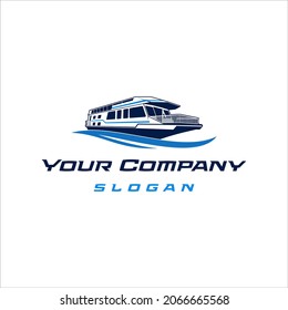Boat and waves with elegant design style