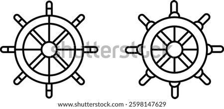 Boat Wheel  Editable Stroke Outline Icons