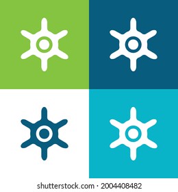 Rueda de barco Plano cuatro colores conjunto de iconos mínimo