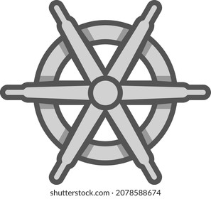 Boat wheel icon. Round ship controlling device