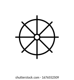 Boat wheel, ship's wheel. Thin line, outline icon related to summer time and hot weather. Isolated on white background EPS Vector