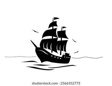 Boat whit birds, not an IA content