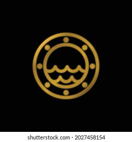 Boat Window Gold Plated Metalic Icon Or Logo Vector