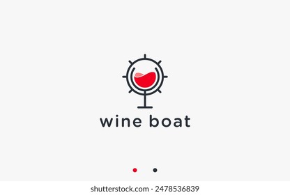 boat with wine logo design vector silhouette illustration