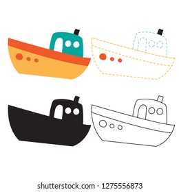 boat worksheet vector design