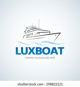 Boat, yacht, ship logo template. Brand identity for boating business company. Badge, poster, t-shirt graphic.