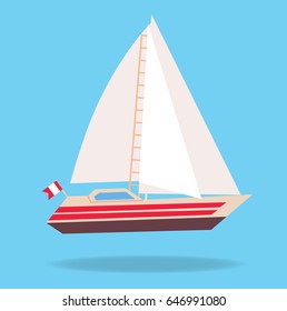 boat, yacht, vector, icon, flat, sailboat, illustration