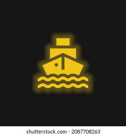 Boat yellow glowing neon icon