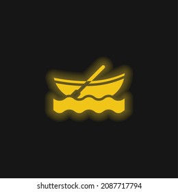 Boat yellow glowing neon icon