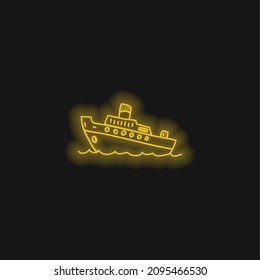 Boat yellow glowing neon icon