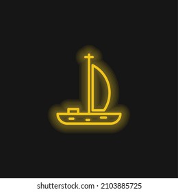 Boat yellow glowing neon icon