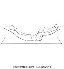 Boat yoga pose isolated vector illustration outline