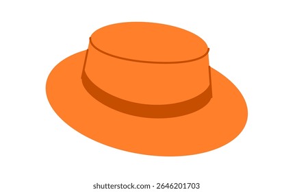 Boater Hat Canotier. Bolero Sombrero Head Fashion accessory cap clothing technical illustration. Vector headgear for Men, women, unisex style, flat template CAD mockup sketch outline isolated