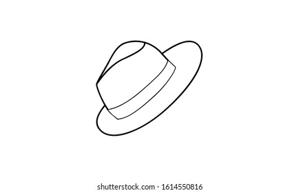 Boater hat line icon logo design vector illustration