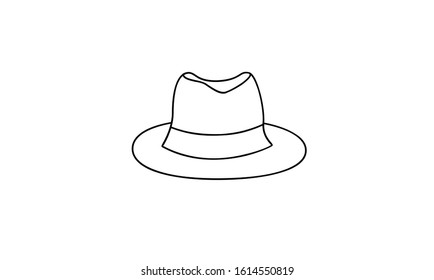 Boater hat line icon logo design vector illustration