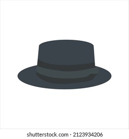 Boater Hat Silhouette Stock Illustration.