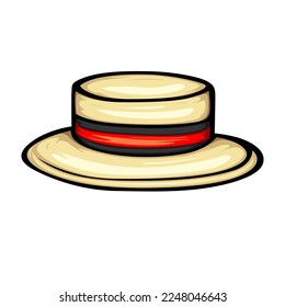 Boater Top Hat Vector Isolated on White Background