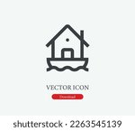 Boathouse vector icon. Symbol in Line Art Style for Design, Presentation, Website or Mobile Apps Elements, Logo. House symbol illustration. Pixel vector graphics - Vector