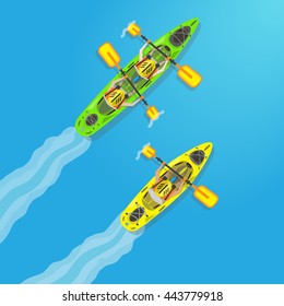 Boating kayak - vector illustration
