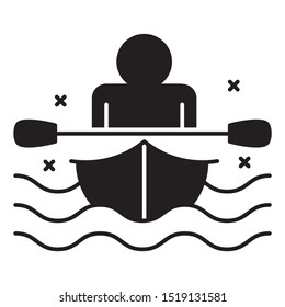Boating Kayak Water Sports Activity Vector Icon Design