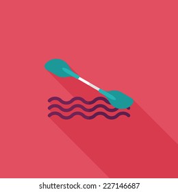 Boating paddle flat icon with long shadow, eps10