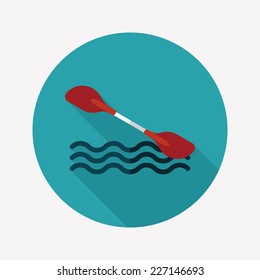 Boating paddle flat icon with long shadow, eps10