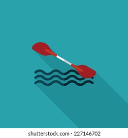 Boating paddle flat icon with long shadow, eps10