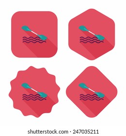 Boating paddle flat icon with long shadow, eps10