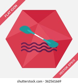 Boating paddle flat icon with long shadow, eps10
