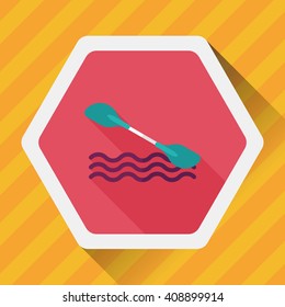 Boating paddle flat icon with long shadow, eps10