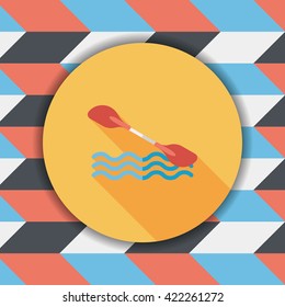 Boating paddle flat icon with long shadow, eps10