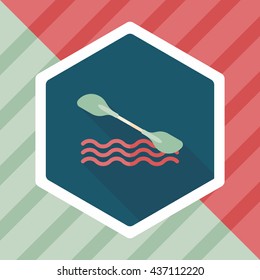 Boating paddle flat icon with long shadow, eps10