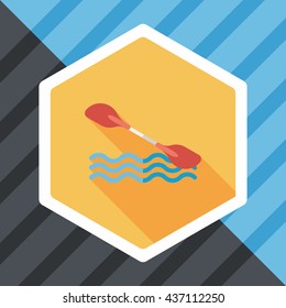Boating paddle flat icon with long shadow, eps10