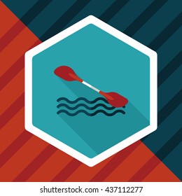 Boating paddle flat icon with long shadow, eps10