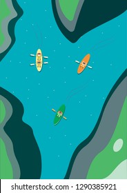boating rafting competition top view vector