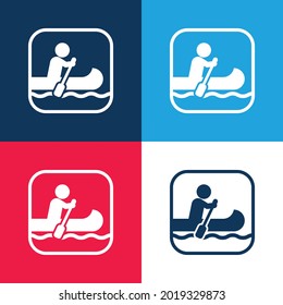 Firma de bote azul y rojo cuatro colores conjunto de iconos mínimo