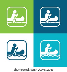 Boating Sign Flat four color minimal icon set
