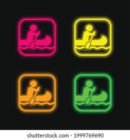 Boating Sign four color glowing neon vector icon